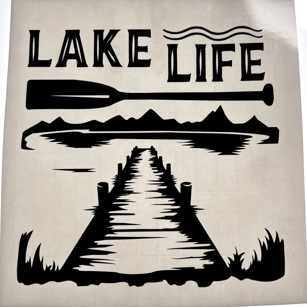 Black Vinyl Car Window Decal 'Lake Life' HANDMADE‎